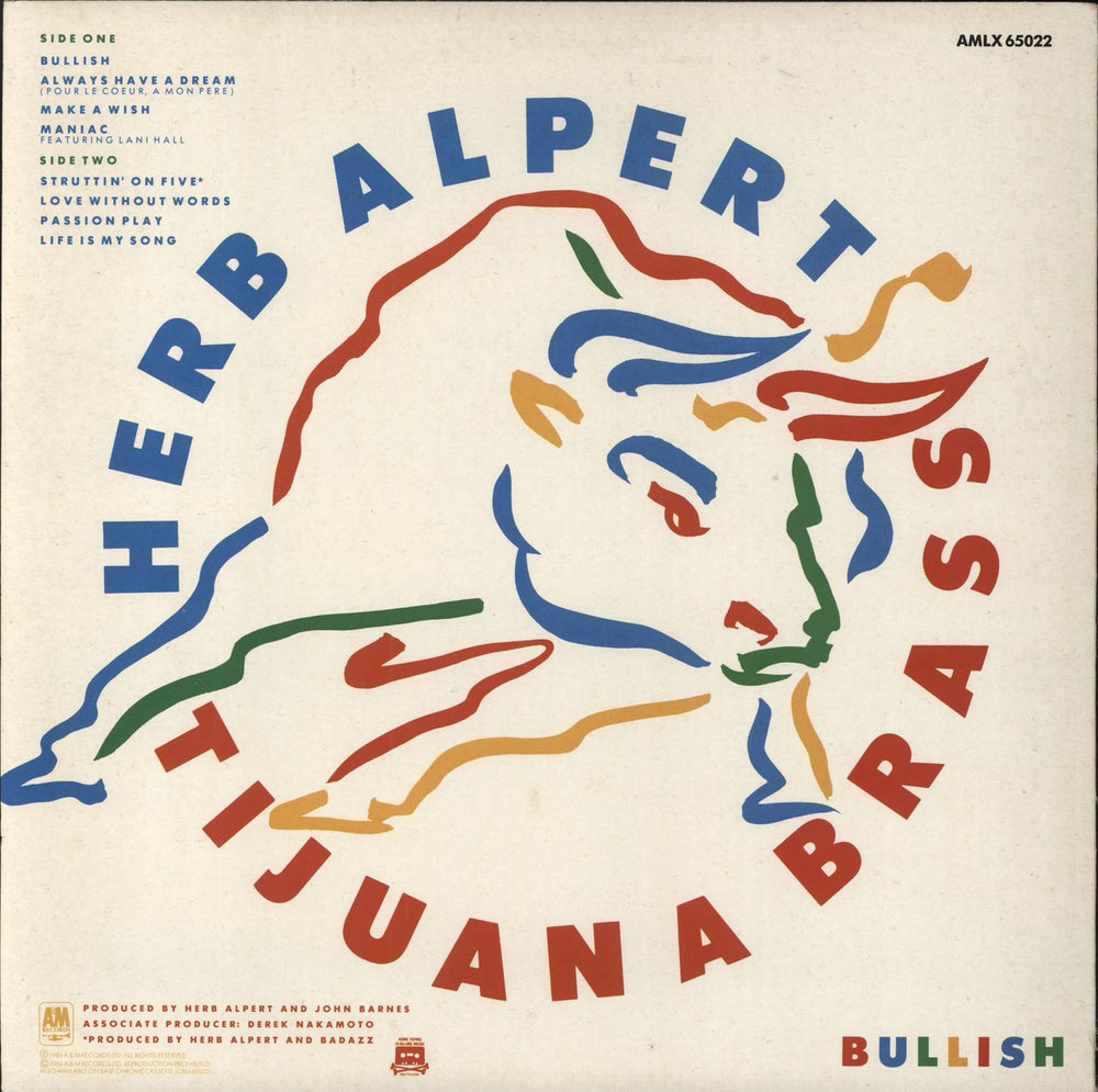 Herb Alpert Bullish UK vinyl LP album (LP record)