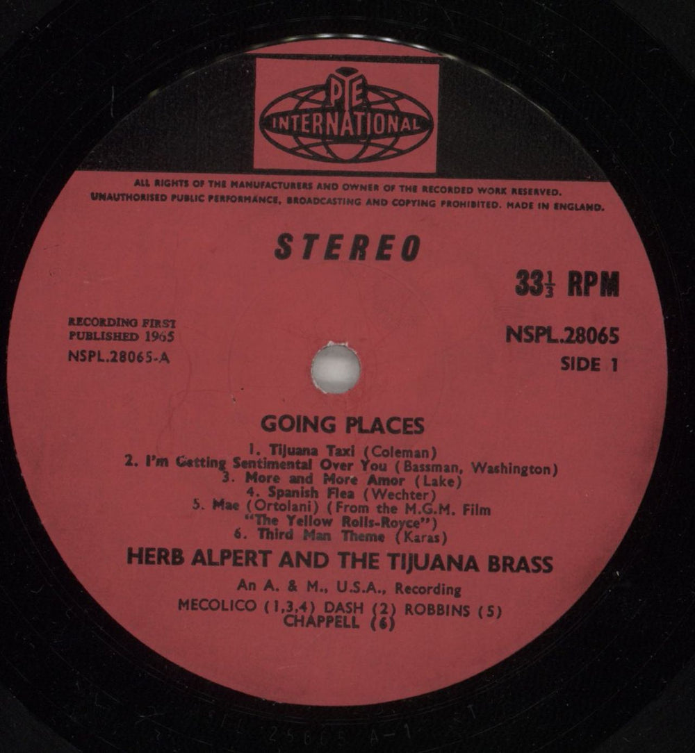 Herb Alpert Going Places UK vinyl LP album (LP record) HBALPGO625212
