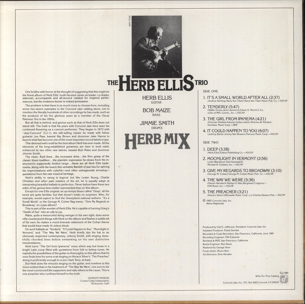 Herb Ellis Herb Mix US vinyl LP album (LP record)
