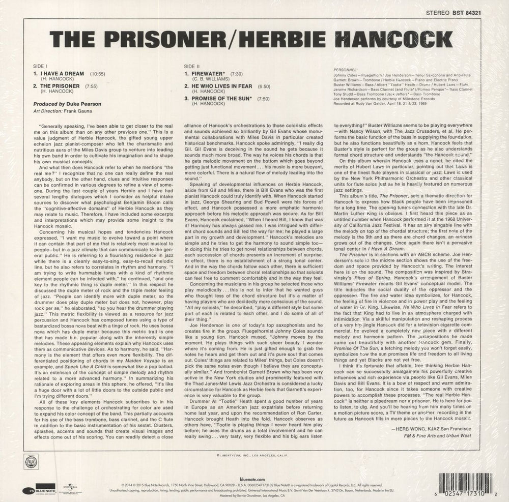 Herbie Hancock The Prisoner - Shrink - 180gm Vinyl - EX UK vinyl LP album (LP record) 602547173102