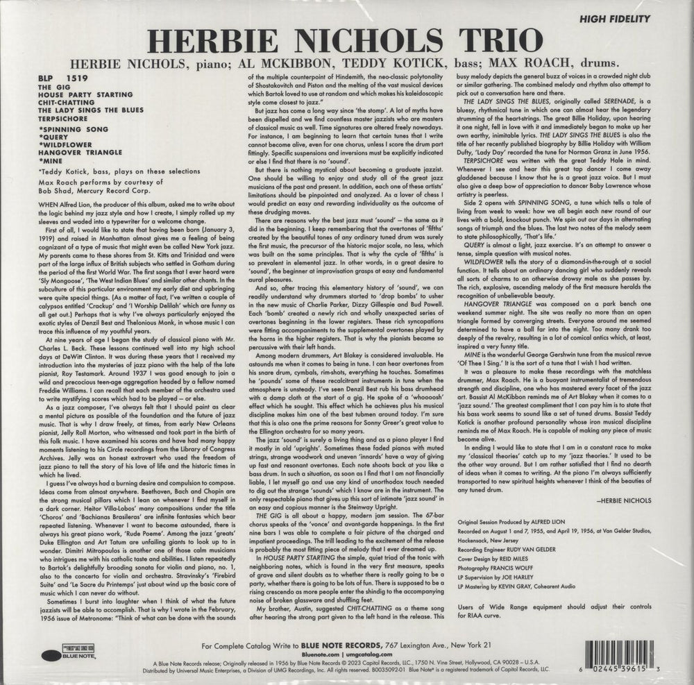 Herbie Nichols Herbie Nichols Trio - 180g - Sealed UK vinyl LP album (LP record) 602445396153