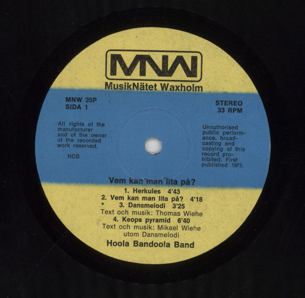 Hoola Bandoola Band Vem Kan Man Lita På? Swedish vinyl LP album (LP record)