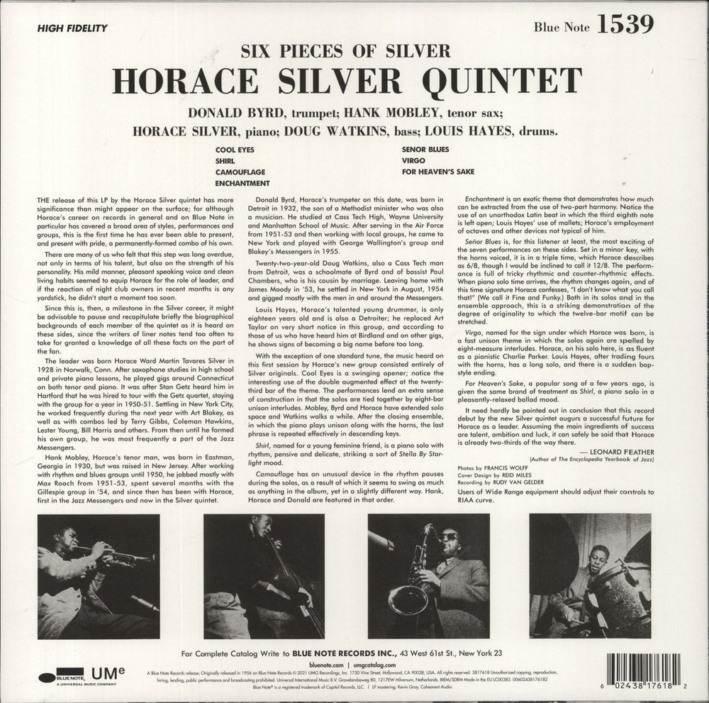 Horace Silver 6 Pieces Of Silver - 180gm UK vinyl LP album (LP record) 602438176182