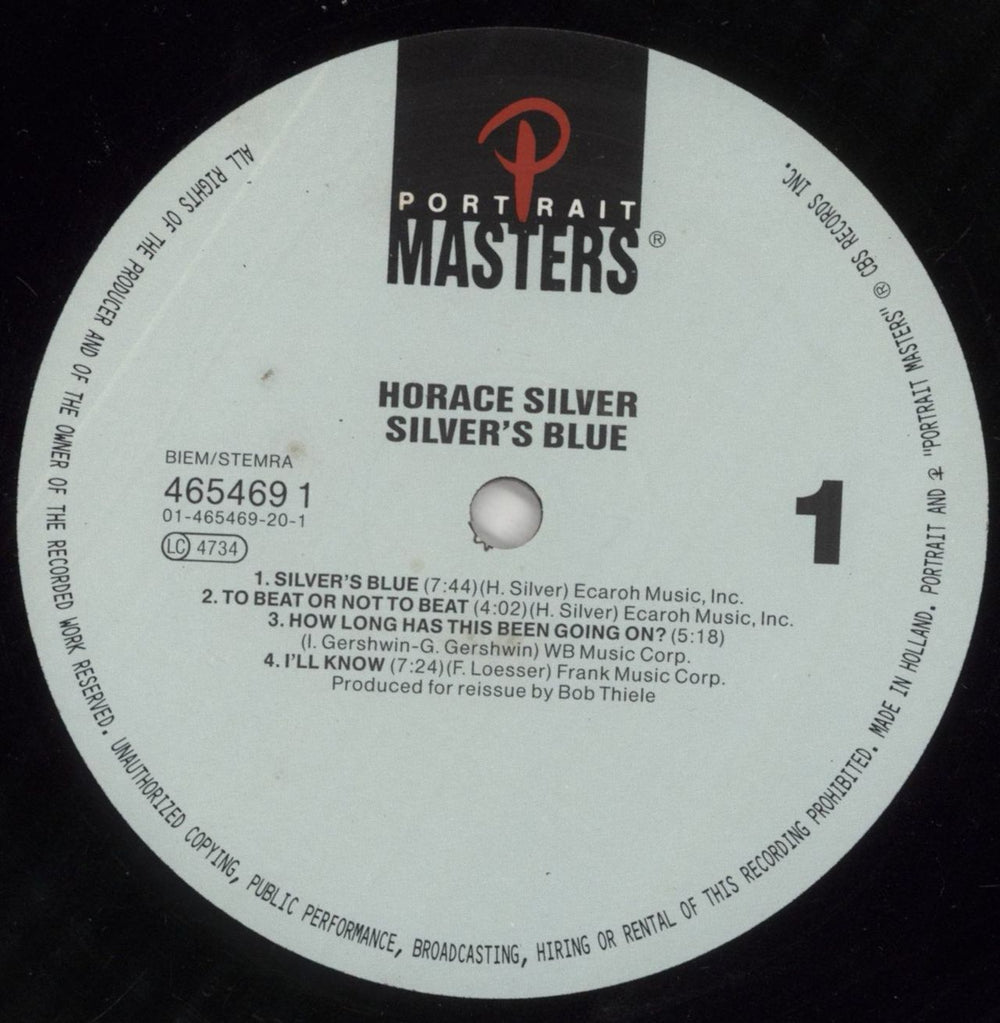 Horace Silver Silver's Blue Dutch vinyl LP album (LP record) HAOLPSI858185