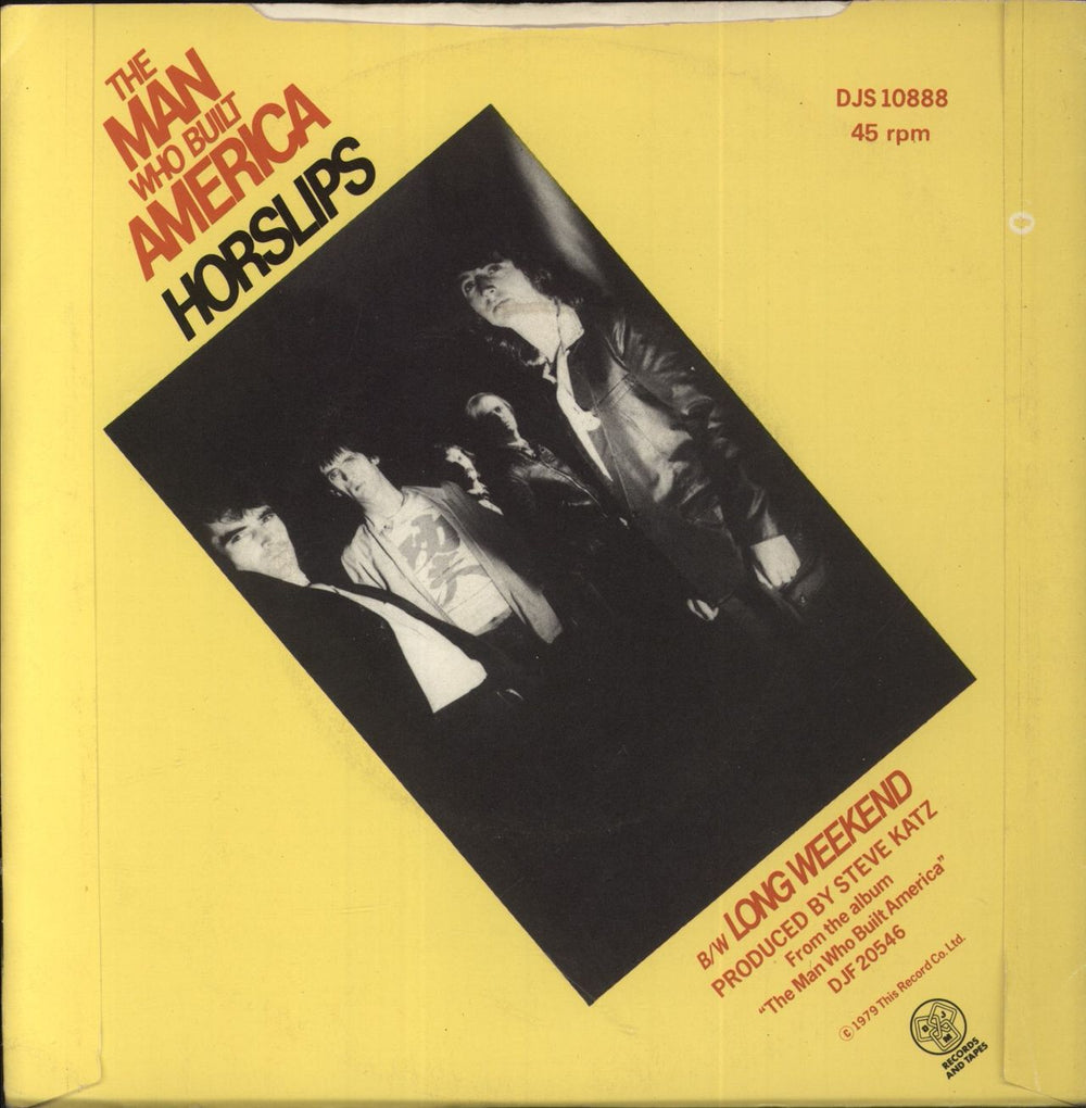 Horslips The Man Who Built America - Yellow Vinyl + P/s UK 7" vinyl single (7 inch record / 45)