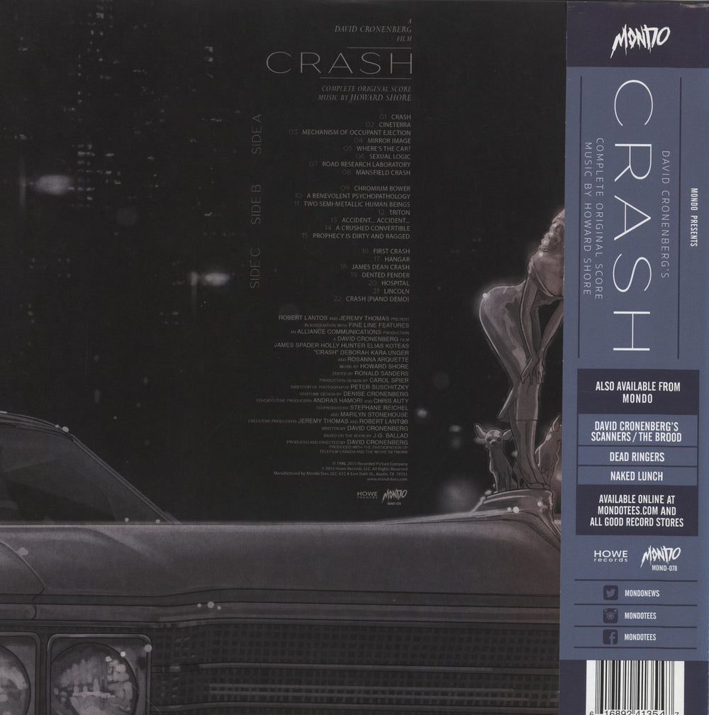 Howard Shore Crash - Silver Vinyl US 2-LP vinyl record set (Double LP Album) 616892413547