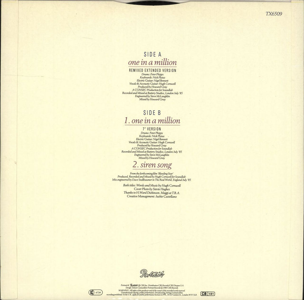 Hugh Cornwell One In A Million UK 12" vinyl single (12 inch record / Maxi-single)