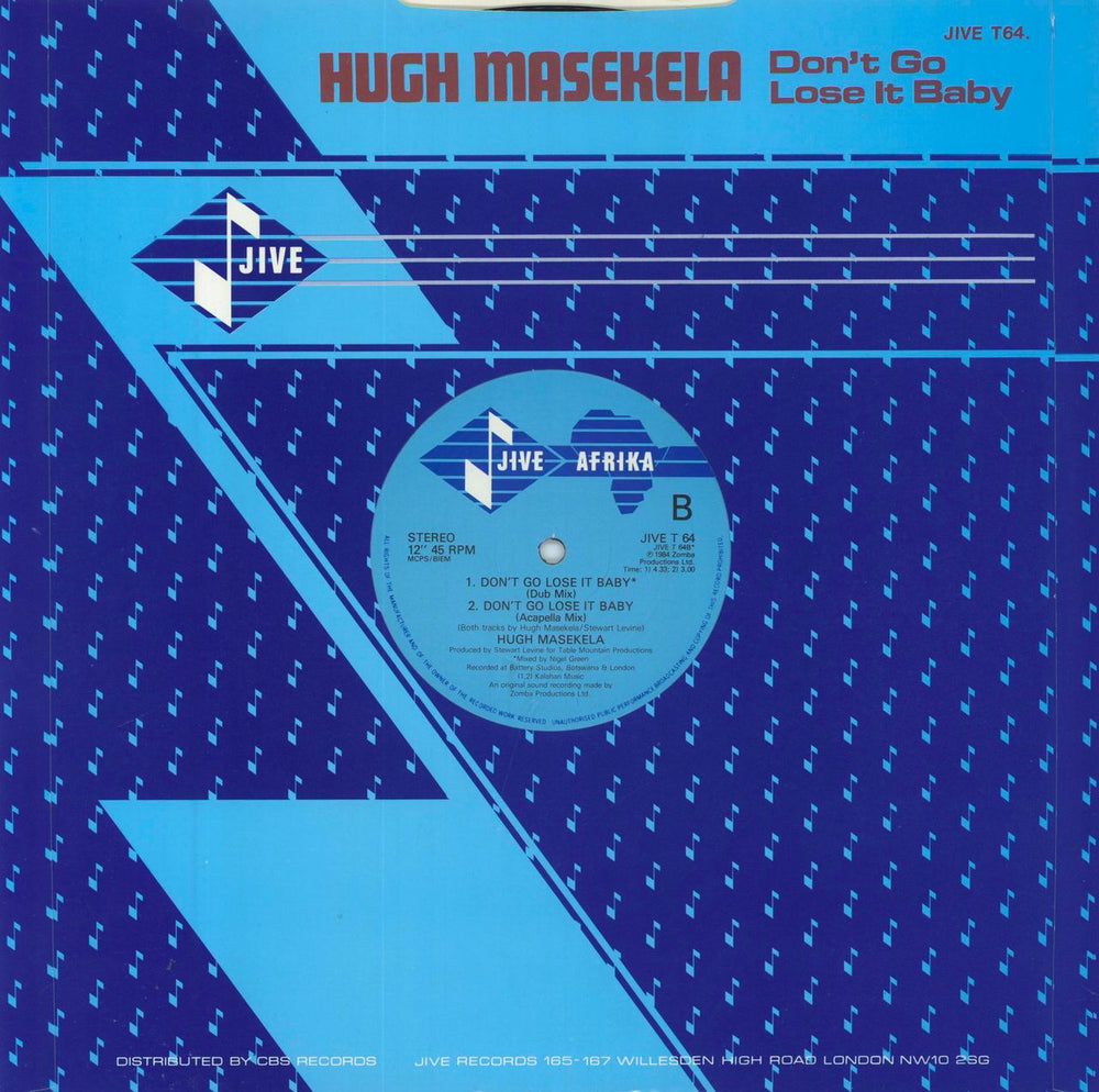 Hugh Masekela Don't Go Lose It Baby (Hot African Mix) - stickered UK 12" vinyl single (12 inch record / Maxi-single)