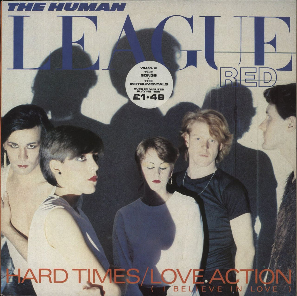 Human League Hard Times / Love Action (I Believe In Love) - Stickered UK 12" vinyl single (12 inch record / Maxi-single) VS435-12