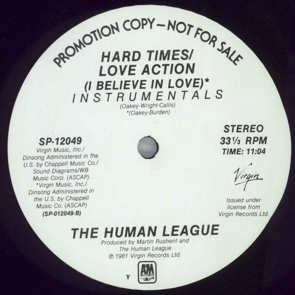 Human League Hard Times/love Action US Promo 12" vinyl single (12 inch record / Maxi-single) HUM12HA828947