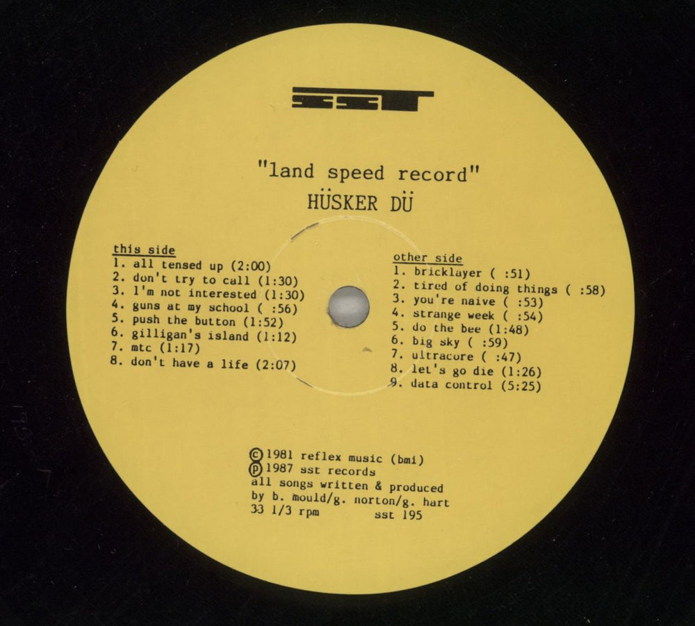 Husker Du Land Speed Record US vinyl LP album (LP record) HDULPLA394360