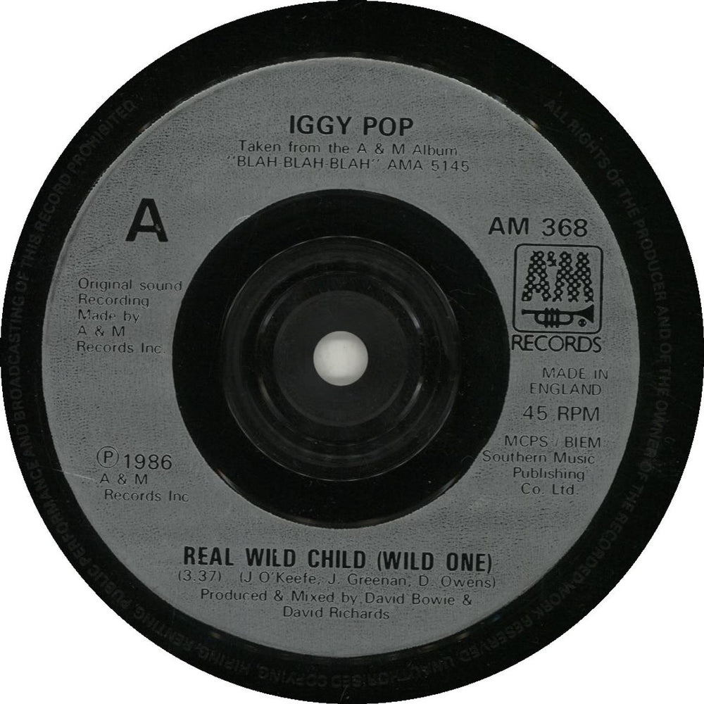 Iggy Pop Real Wild Child (Wild One) UK 7" vinyl single (7 inch record / 45) AM368