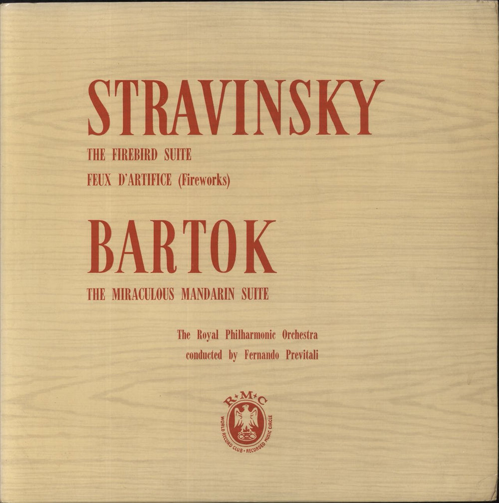 Igor Stravinsky Stravinsky: The Firebird Suite; Feux D'Artifice (Fireworks); Bartok: The Miraculous Mandarin Suite UK vinyl LP album (LP record) CM77