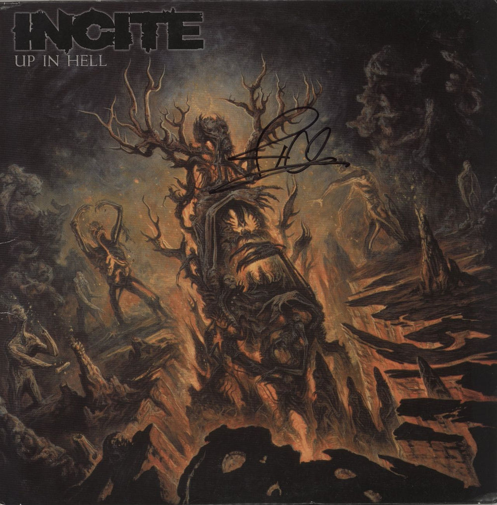 Incite Up In Hell - Autographed US vinyl LP album (LP record) HEAD030