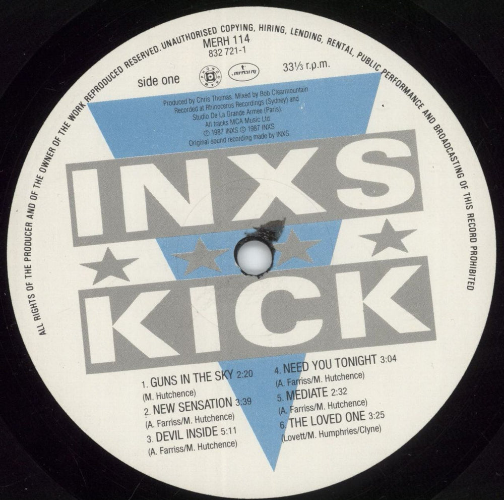 Inxs Kick - Red Hype Sticker UK vinyl LP album (LP record) INXLPKI734377