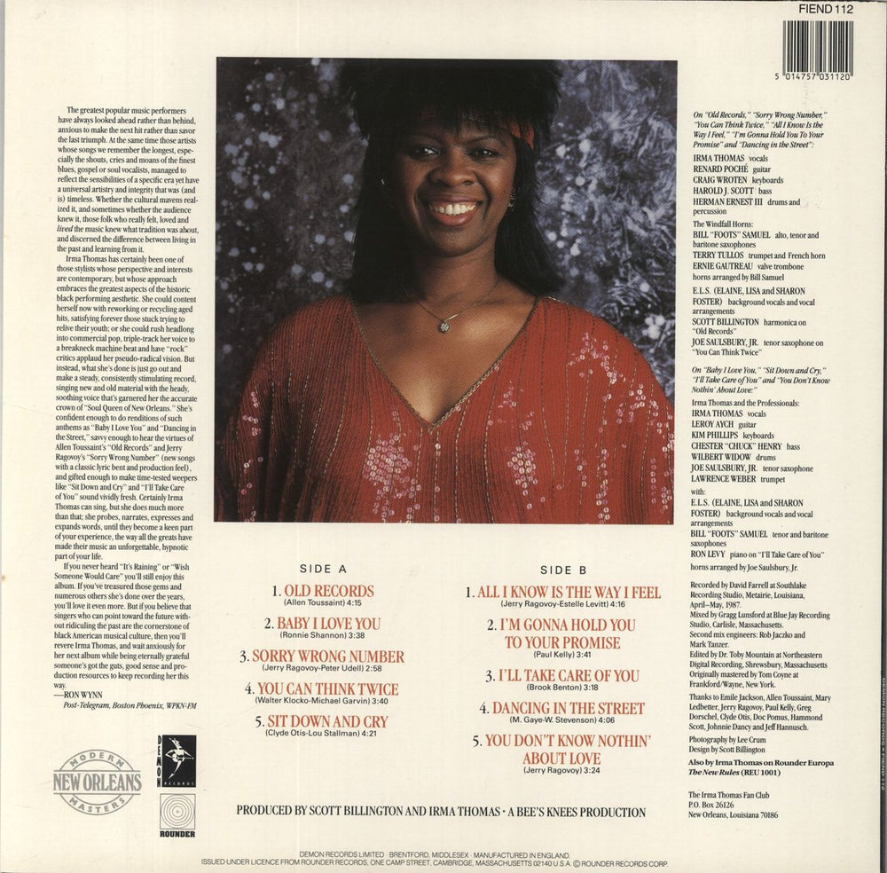 Irma Thomas The Way I Feel UK vinyl LP album (LP record) 5014757031120