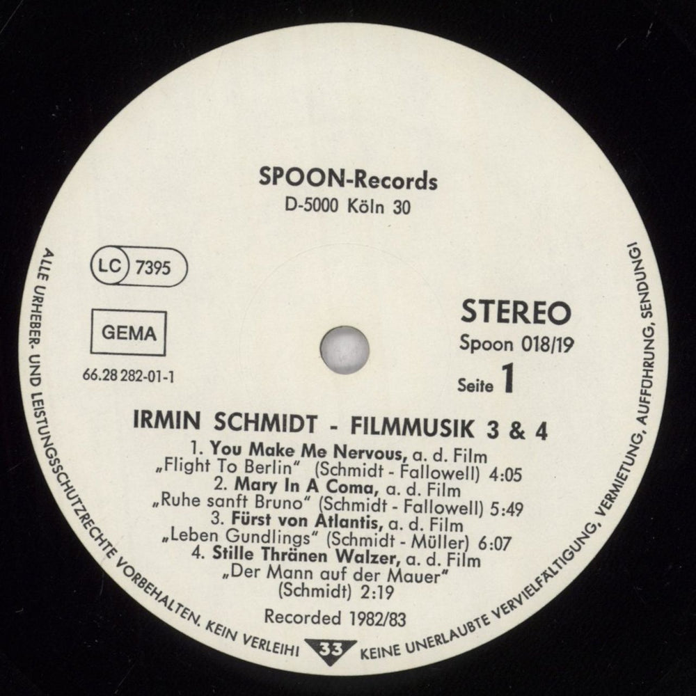 Irmin Schmidt Filmmusik Vol. 3 & 4 German 2-LP vinyl record set (Double LP Album) IBJ2LFI834719