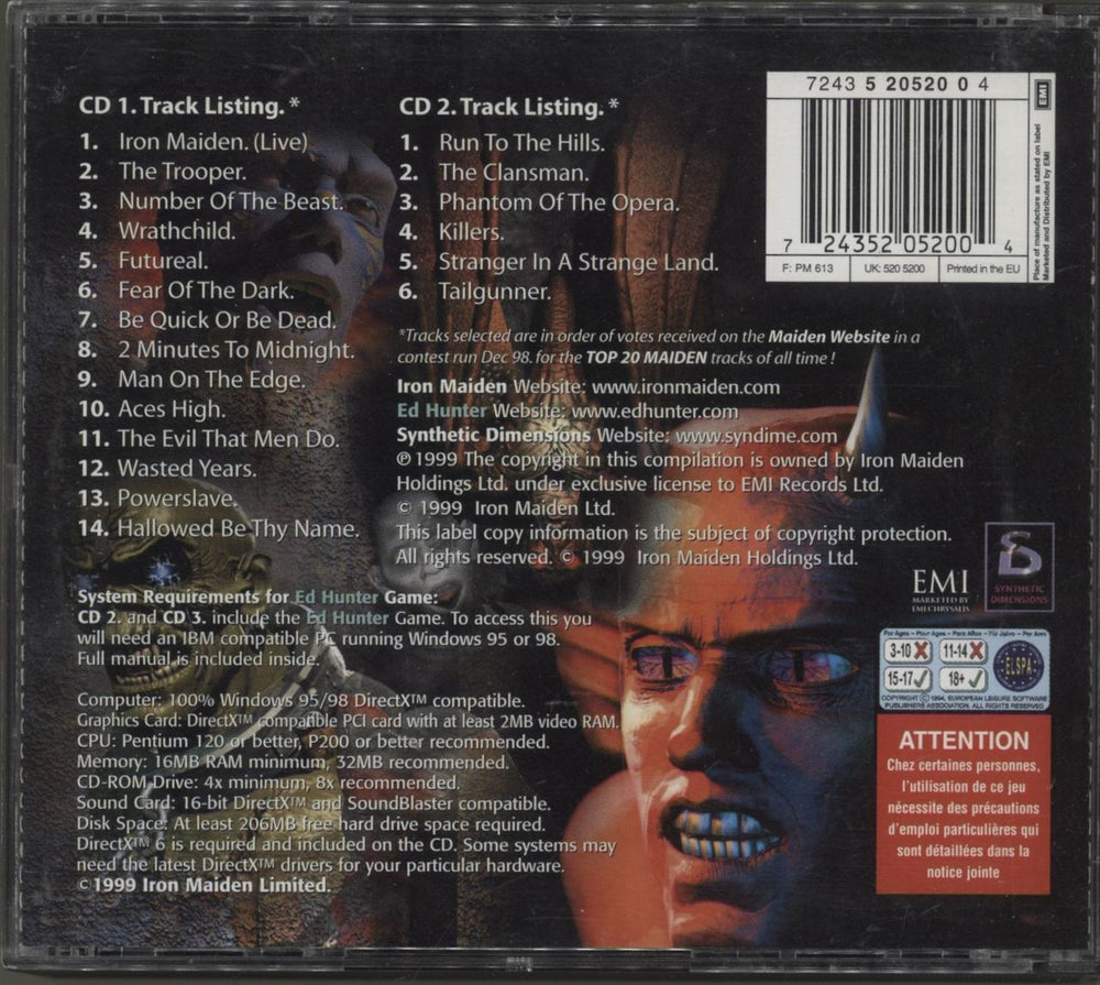 Iron Maiden Ed Hunter + CD-ROM Game UK 3-CD album set (Triple CD) 724352052004