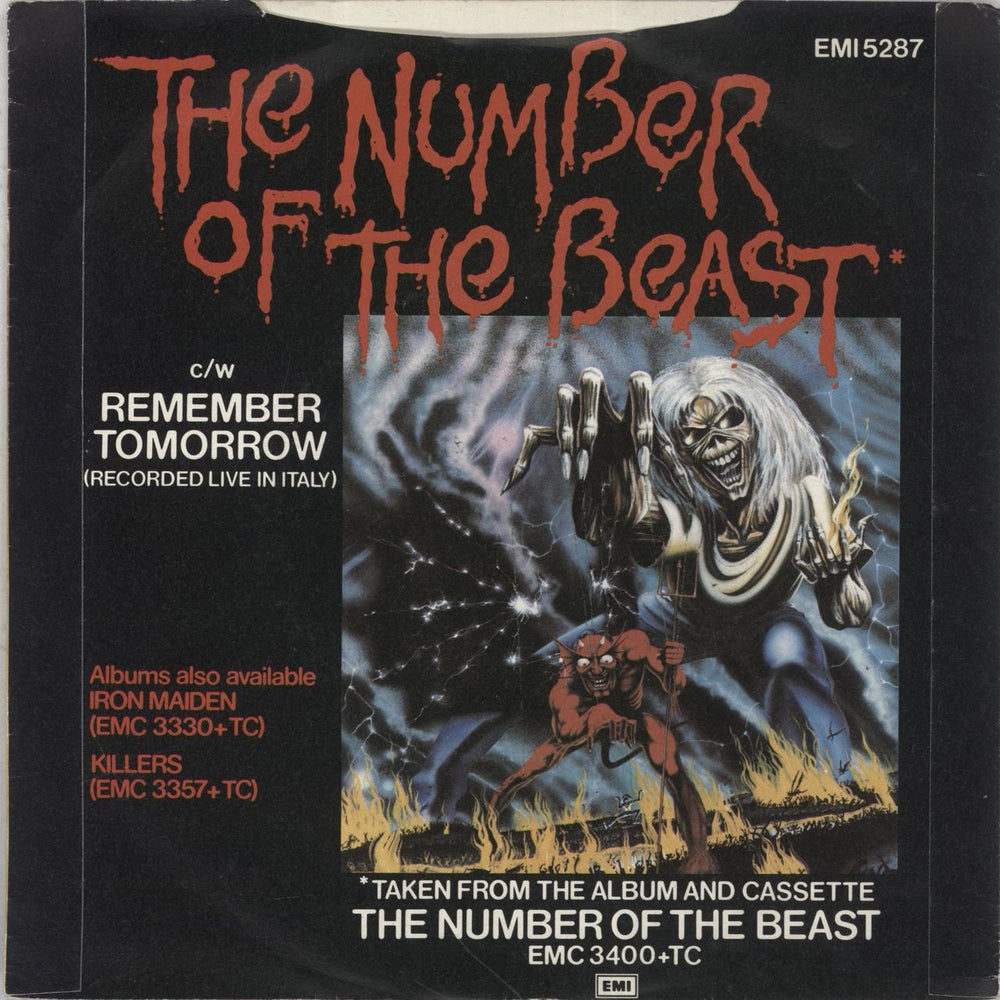 Iron Maiden The Number Of The Beast - Red Vinyl + P/S - EX UK 7" vinyl single (7 inch record / 45) IRO07TH337385