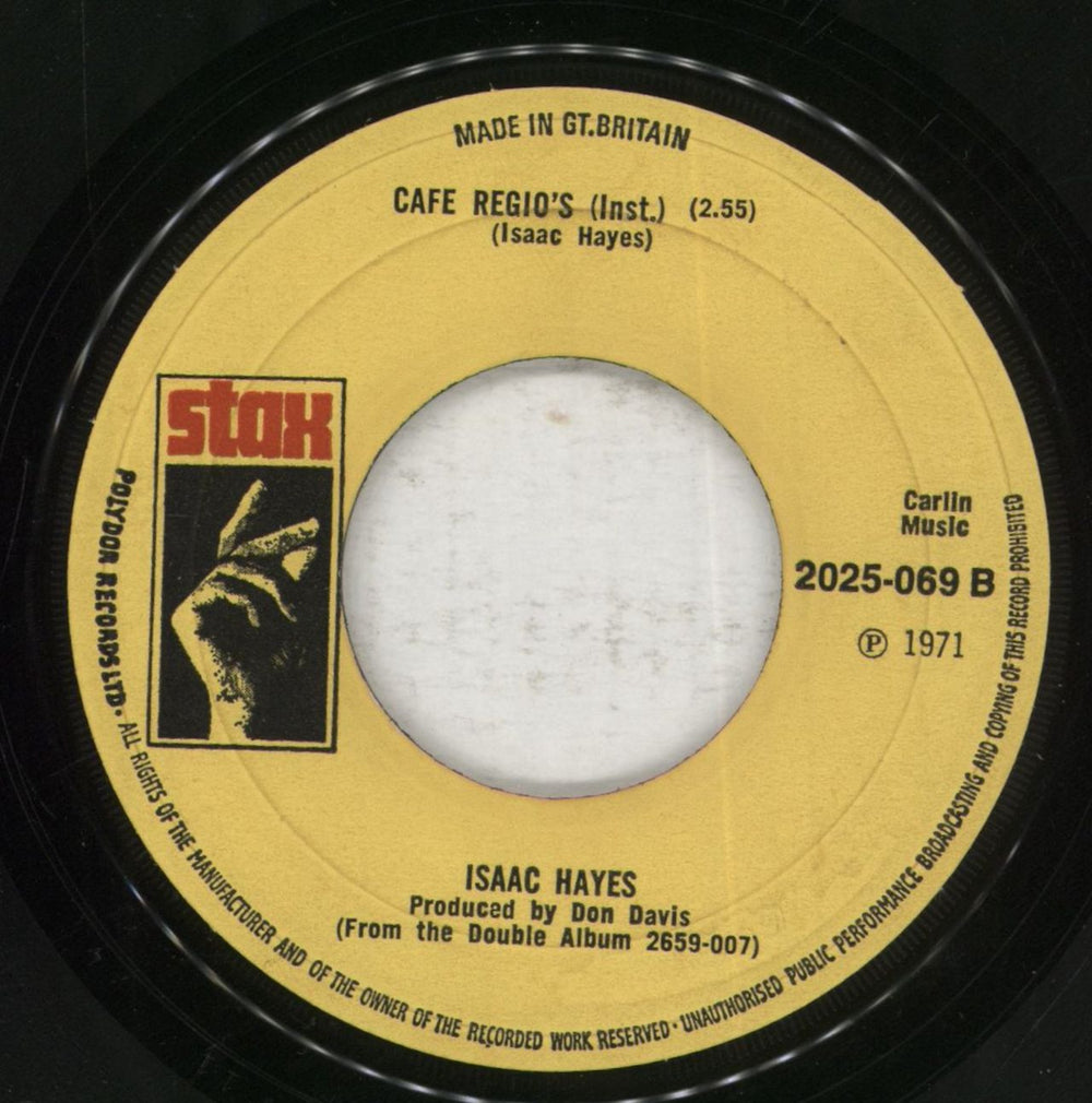 Isaac Hayes Theme From 'Shaft' - 1st - Wide UK 7" vinyl single (7 inch record / 45)