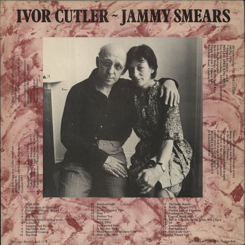 Ivor Cutler Jammy Smears - VG Sleeve UK vinyl LP album (LP record)