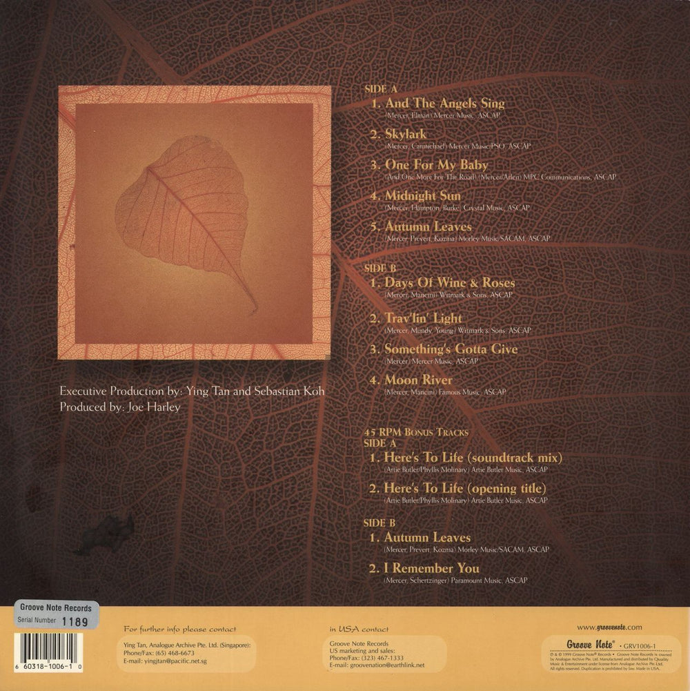 Jacintha Autumn Leaves(The Songs Of Johnny Mercer) + 45RPM - 180gm - Sealed US 2-LP vinyl record set (Double LP Album) 660318100610