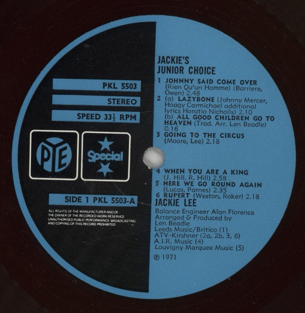 Jackie Lee Jackie's Junior Choice UK vinyl LP album (LP record) J8CLPJA874213