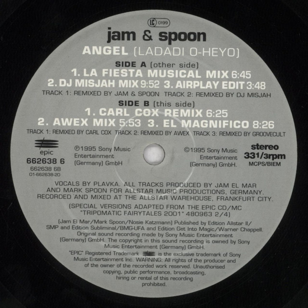 Jam & Spoon Angel (Ladadi O-Heyo) UK 12" vinyl single (12 inch record / Maxi-single) J&S12AN835781