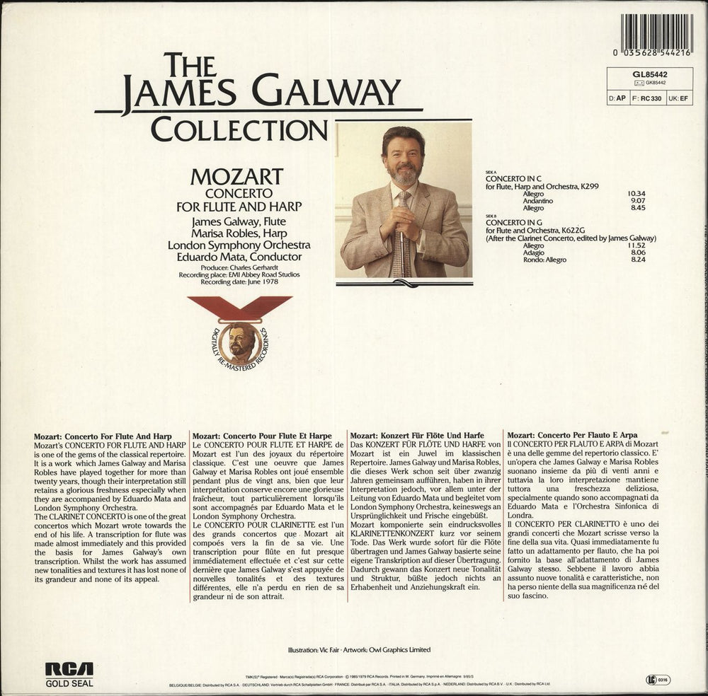 James Galway The James Galway Collection - Mozart Concerto For Flute & Harp German vinyl LP album (LP record) 035628544216