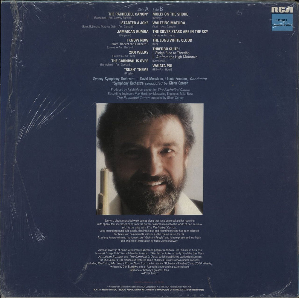 James Galway The Pachelbel Canon UK vinyl LP album (LP record)