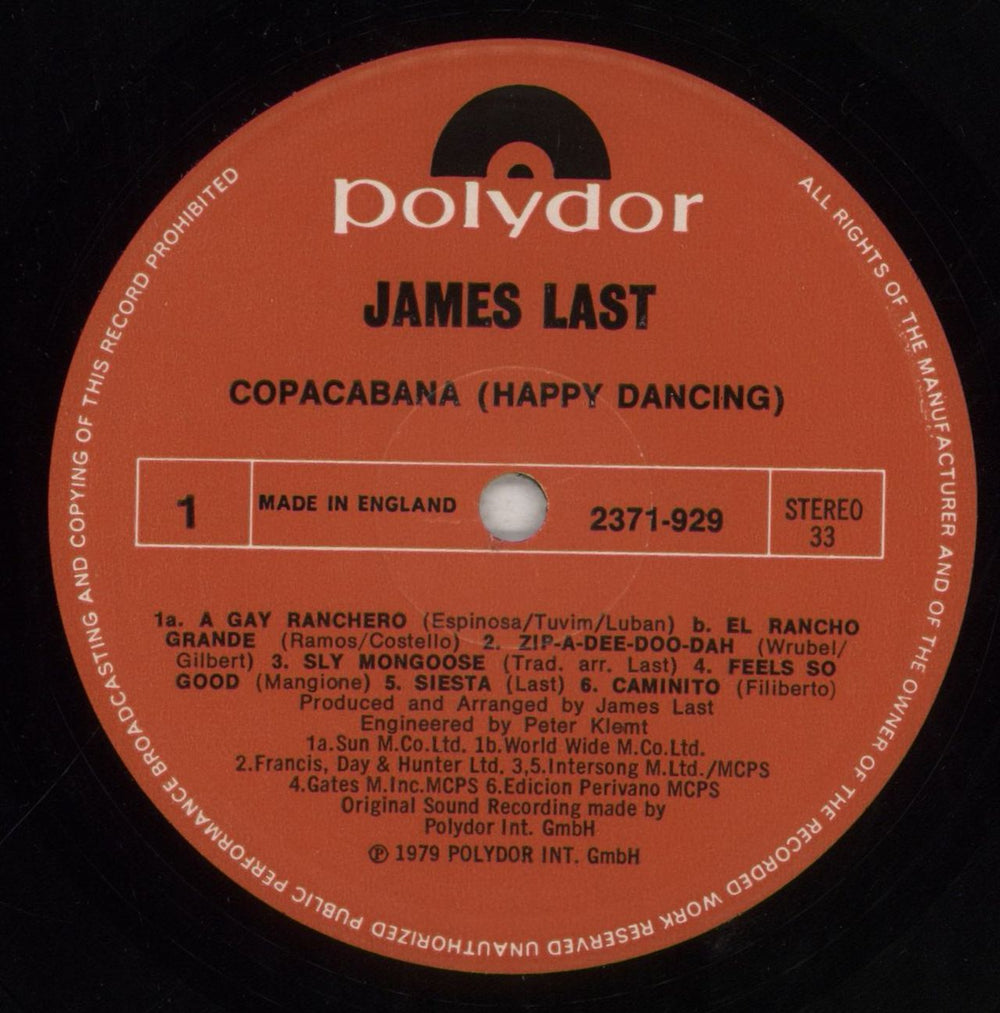 James Last Copacabana (Happy Dancing) UK vinyl LP album (LP record) JLSLPCO457176