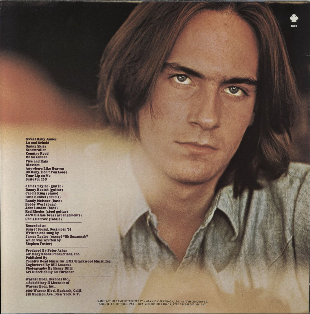 James Taylor Sweet Baby James Canadian vinyl LP album (LP record)