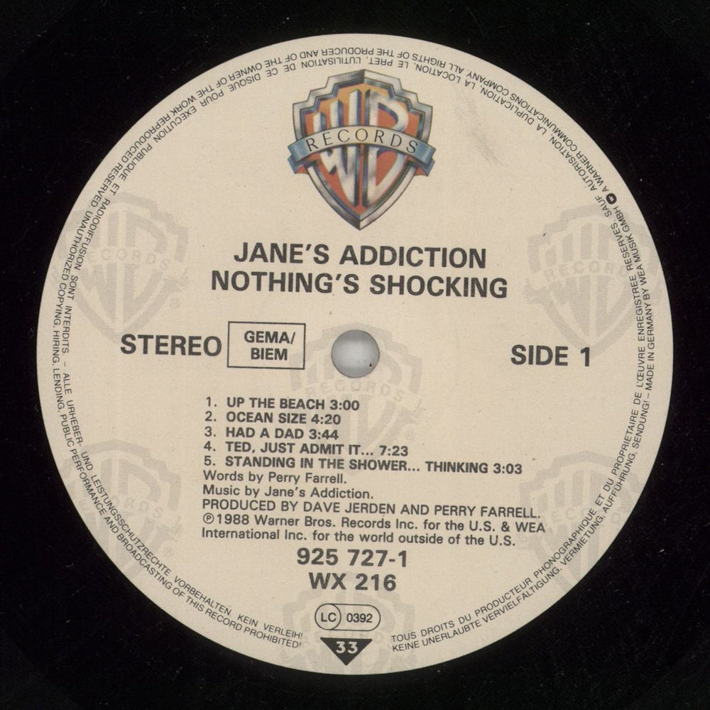 Janes Addiction Nothing's Shocking - VG UK vinyl LP album (LP record) JANLPNO179603