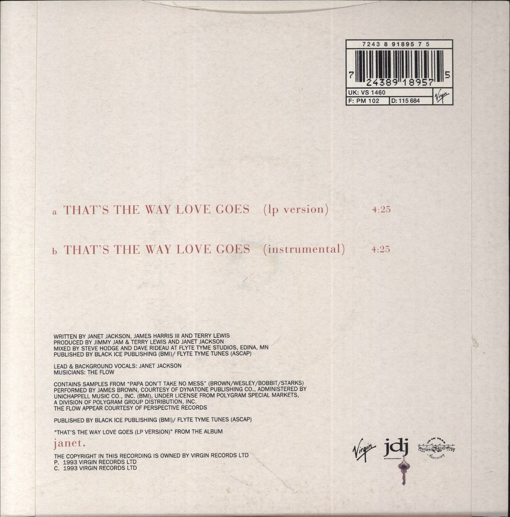 Janet Jackson That's The Way Love Goes UK 7" vinyl single (7 inch record / 45) 724389189575