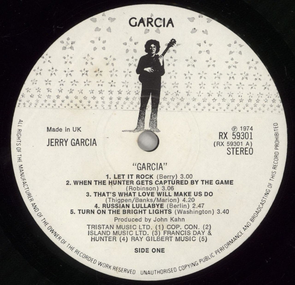 Jerry Garcia Garcia UK vinyl LP album (LP record) JGCLPGA63520
