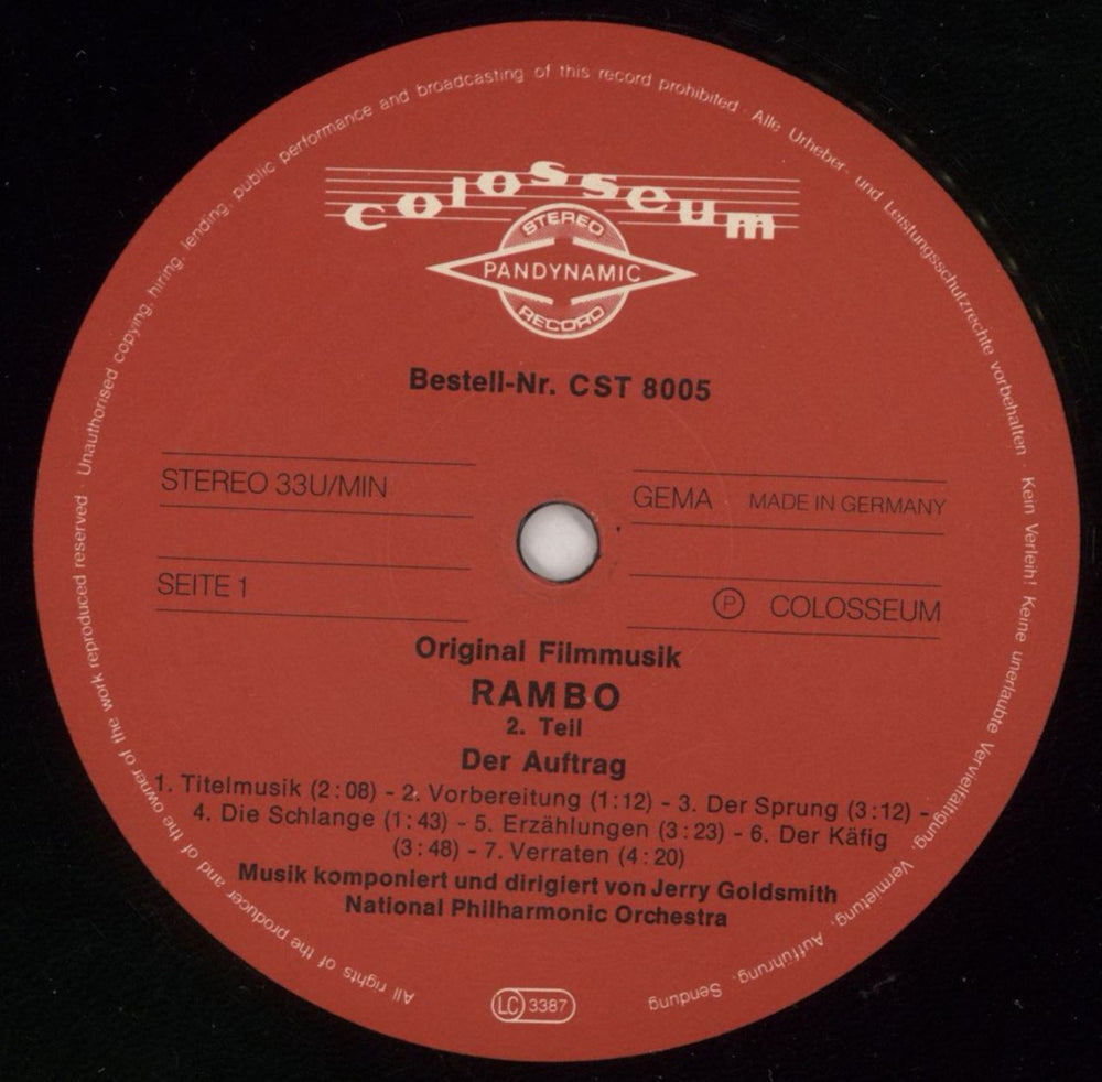 Jerry Goldsmith Rambo: First Blood Part II German vinyl LP album (LP record) J-0LPRA866407