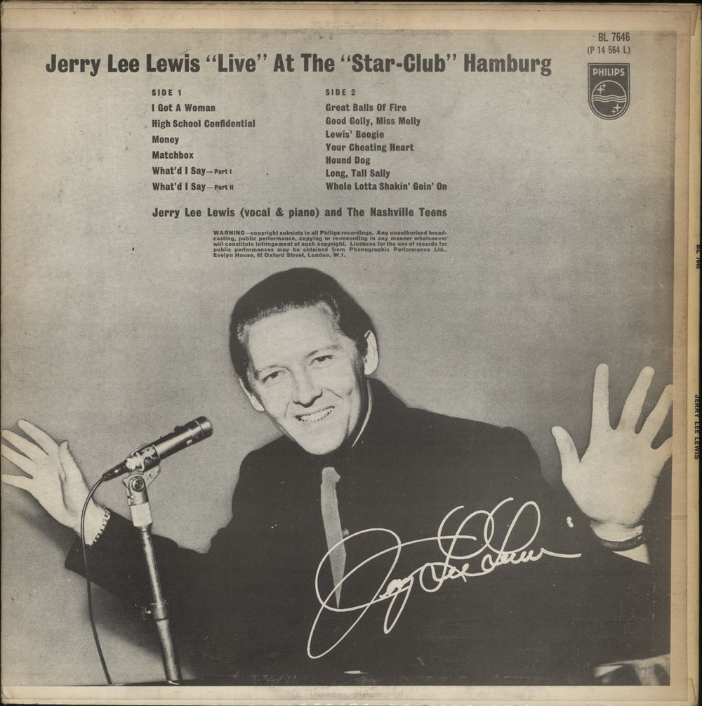 Jerry Lee Lewis Live At The Star Club Hamburg - Mono - VG UK vinyl LP album (LP record)