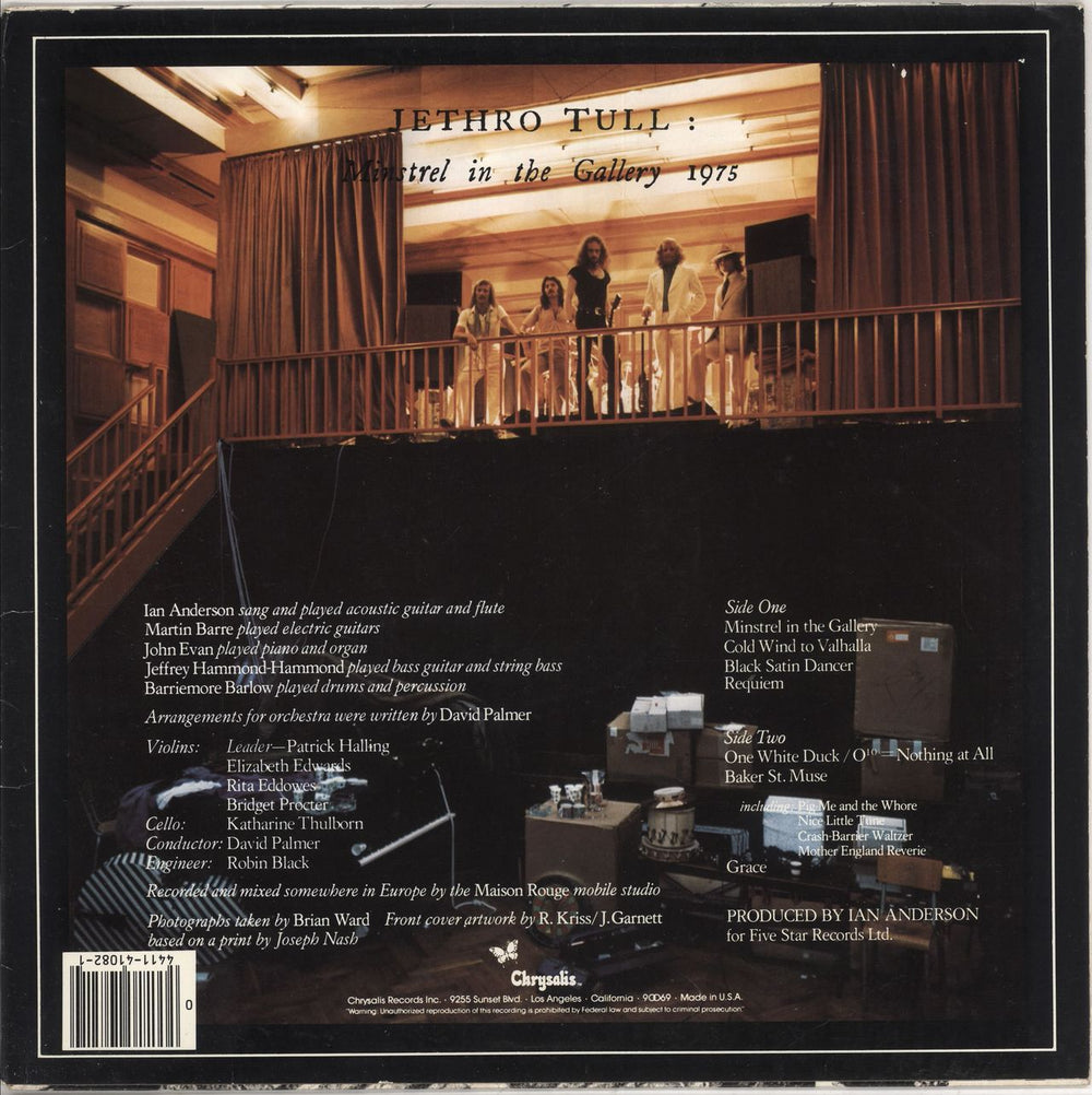 Jethro Tull Minstrel In The Gallery US vinyl LP album (LP record) 044114108214