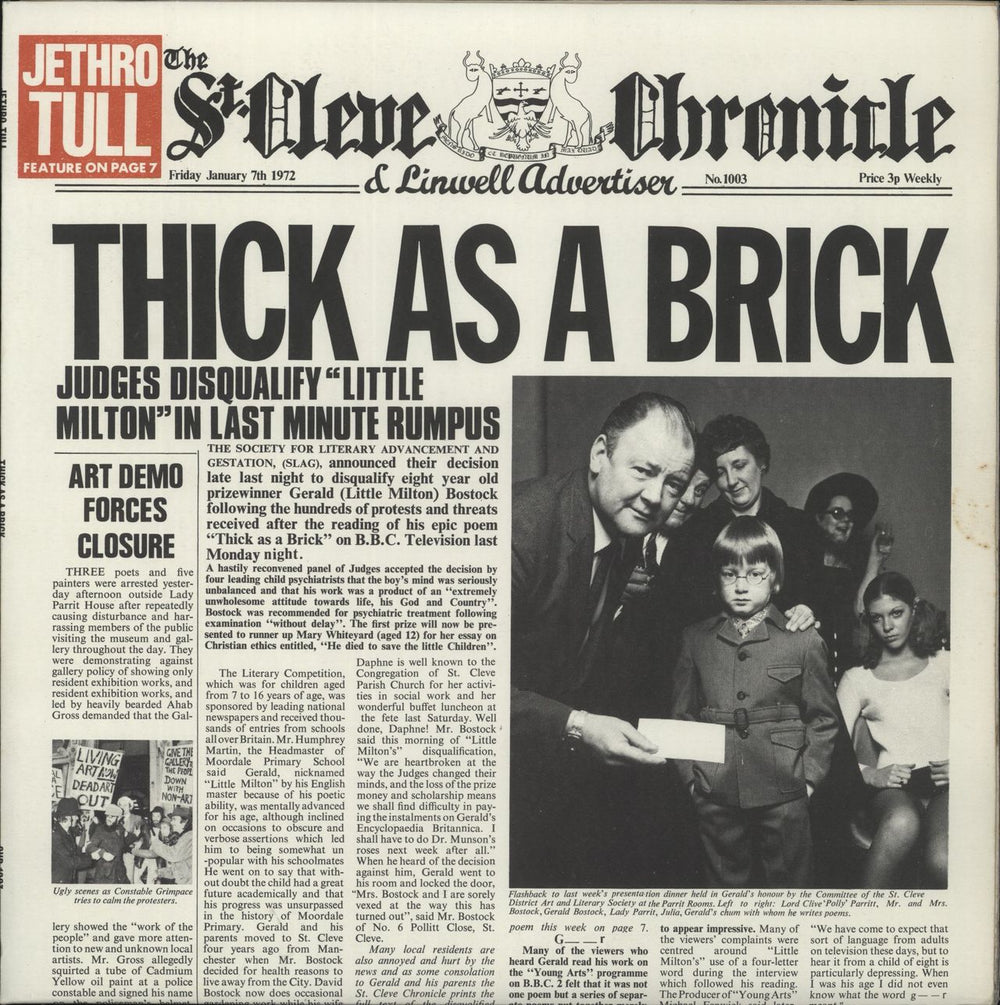 Jethro Tull Thick As A Brick - 1st - VG UK vinyl LP album (LP record) CHR1003