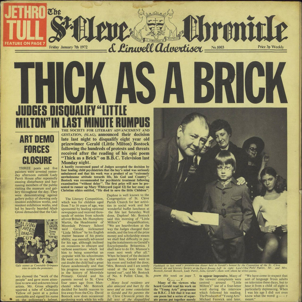 Jethro Tull Thick As A Brick - 3rd UK vinyl LP album (LP record) CHR1003