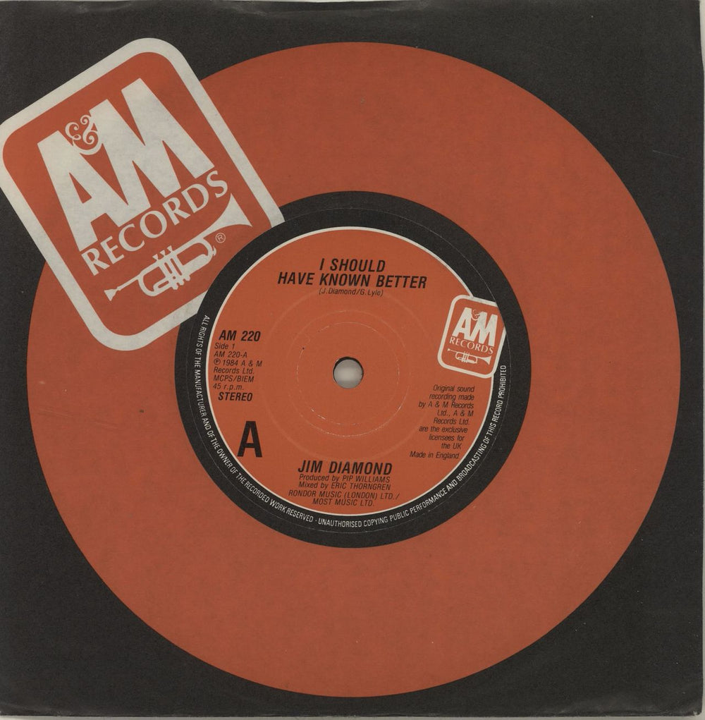 Jim Diamond I Should Have Known Better UK 7" vinyl single (7 inch record / 45) AM220