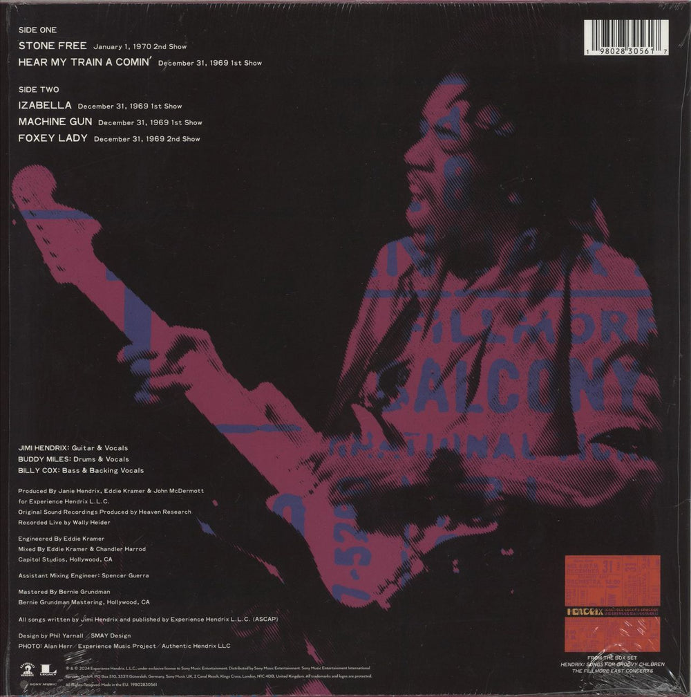 Jimi Hendrix Songs For Groovy Children: The Fillmore East Concerts - Blue & Violet Swirl + Opened Shrink UK vinyl LP album (LP record) 198028305617