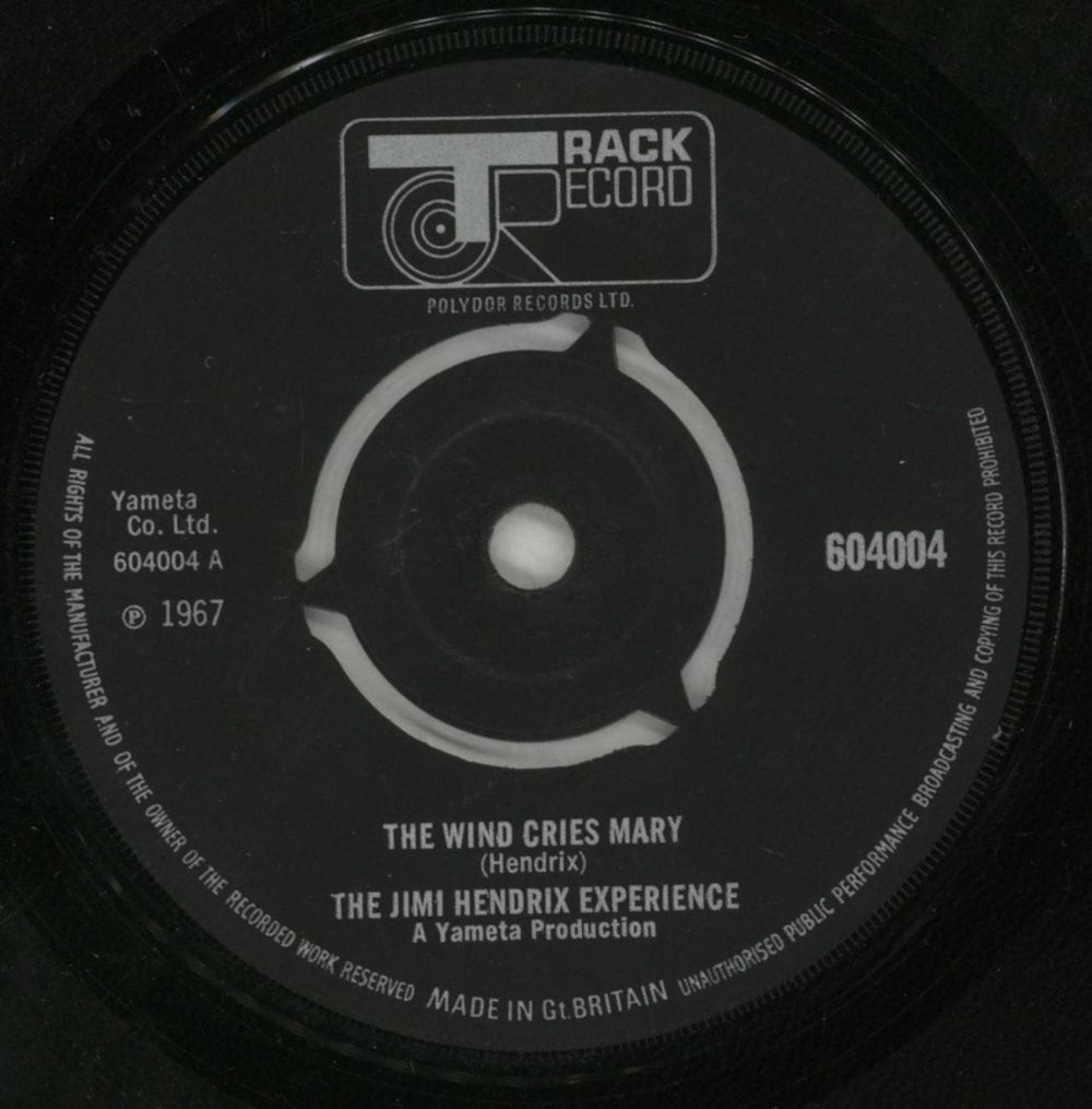 Jimi Hendrix The Wind Cries Mary - 3pr - VG UK 7" vinyl single (7 inch record / 45) 604004