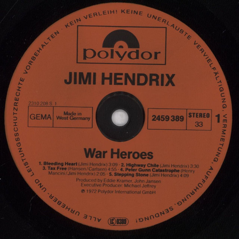 Jimi Hendrix War Heroes German vinyl LP album (LP record) HENLPWA846468