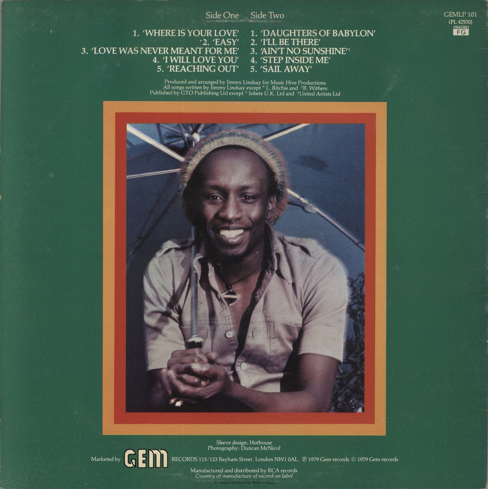 Jimmy Lindsay Where Is Your Love UK vinyl LP album (LP record)