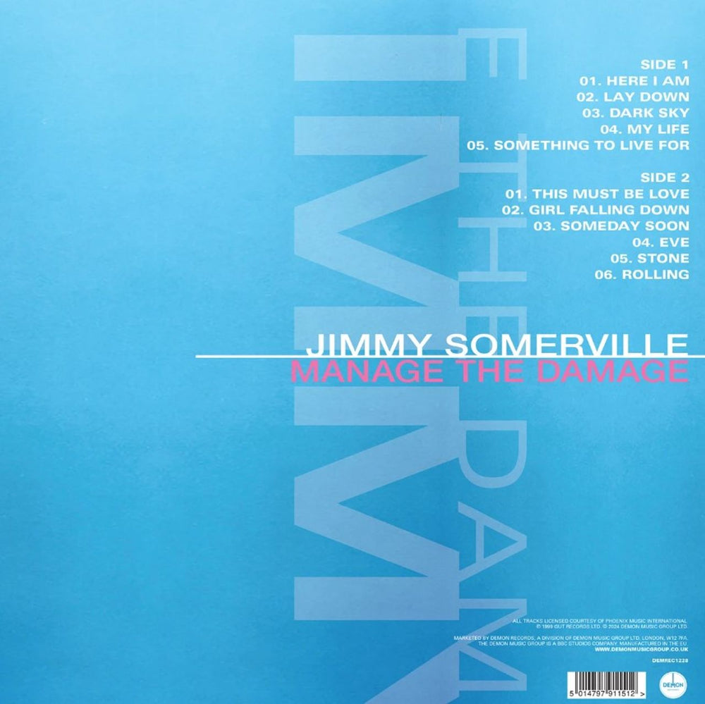 Jimmy Somerville Manage The Damage - Blue Vinyl - Sealed UK vinyl LP album (LP record) 5014797911512