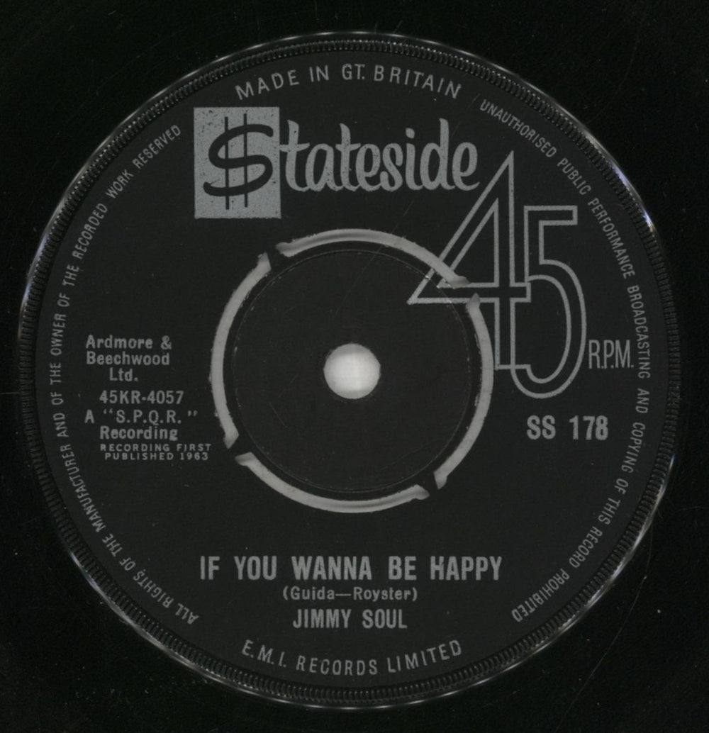 Jimmy Soul If You Wanna Be Happy UK 7" vinyl single (7 inch record / 45) SS178