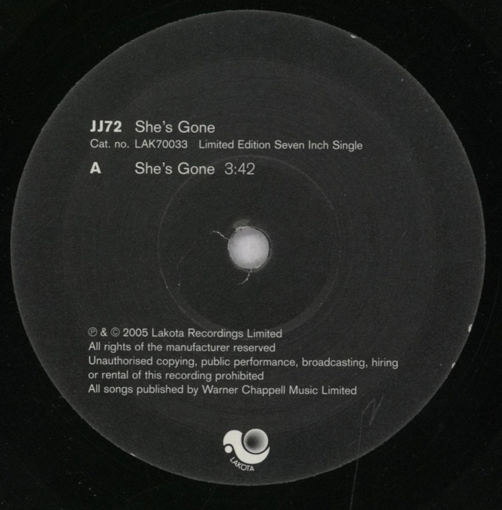 JJ72 She's Gone UK 7" vinyl single (7 inch record / 45) JJ707SH329756