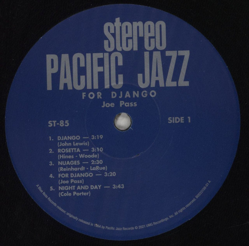 Joe Pass For Django - Blue Note Tone Poet Series - 180 Gram UK vinyl LP album (LP record) JP5LPFO852051