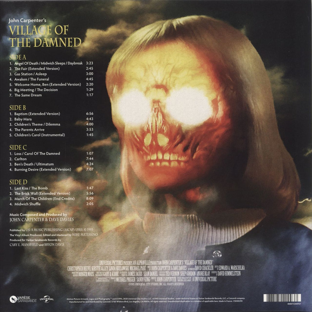 John Carpenter Village Of The Damned [Original Motion Picture Soundtrack] - BFRSD - Orange Marbled Vinyl US 2-LP vinyl record set (Double LP Album) 888072200937